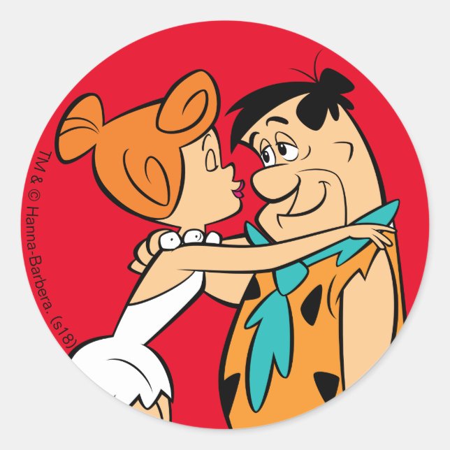 Die Steine | Wilma Kissing Fred Runder Aufkleber (Vorderseite)