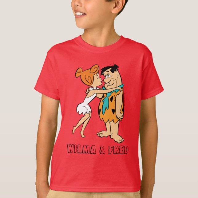 Die Steine | Wilma Kissing Fred T-Shirt (Vorderseite)
