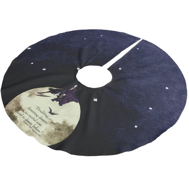 Die Sterblichkeit und der Mond Polyester Weihnachtsbaumdecke (Schrägansicht)