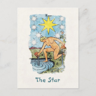 Die Stern-Tarotkarte Aquarellmalerei Postkarte