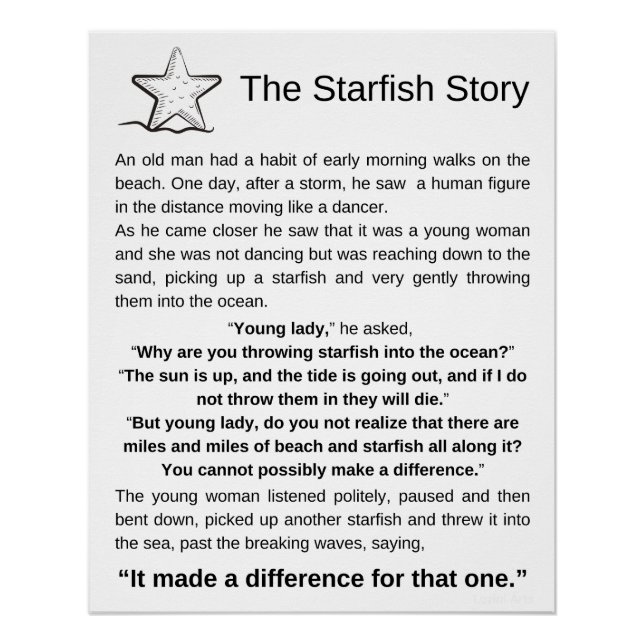 Die Sternengeschichte, Starfish Gedicht. Poster (Vorderseite)
