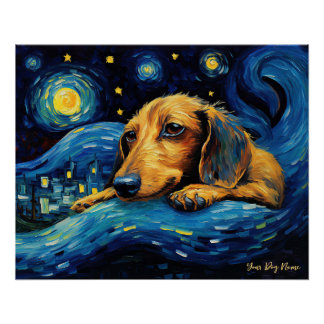 Die Sternennacht - Dackel Dog 002 - Qian wan Go Poster