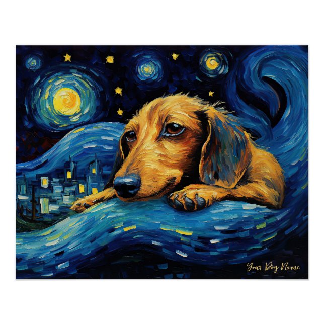 Die Sternennacht - Dackel Dog 002 - Qian wan Go Poster (Vorderseite)