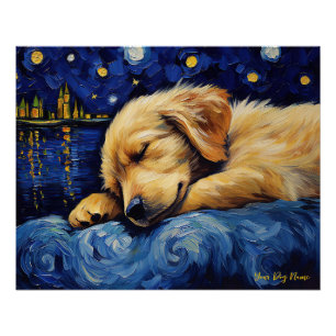 Die Sternennacht - Golden Retriever Dog 003 - Qian Poster