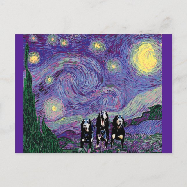 Die Sternennacht im Lila, Kunsthandwerk Postkarte (Vorderseite)