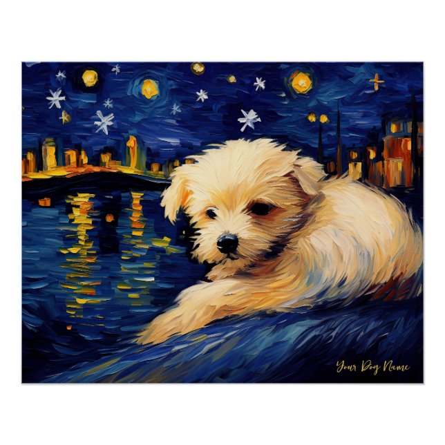 Die Sternennacht - Malteser Hund 001 - Qian wan Go Poster (Vorderseite)