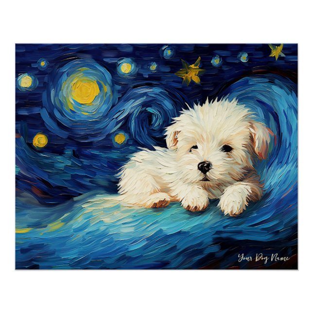 Die Sternennacht - Malteser Hund 002 - Qian wan Go Poster (Vorderseite)