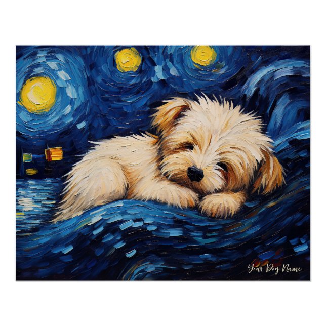 Die Sternennacht - Malteser Hund 003 - Qian wan Go Poster (Vorderseite)