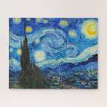 Die Sternennacht | Van Gogh |<br><div class="desc">Die Starry Night ist ein Ölgemälde des niederländischen postimpressionistischen Malers Vincent van Gogh, der in der Leinwand eine Oase der Ruhe sucht. Es wurde im Juni 1889 erbaut und zeigt den Blick aus dem nach Osten gerichteten Fenster seines Asylzimmers in Saint-Rémy-de-Provence, kurz vor dem Sonnenaufgang, mit dem Zusatz eines imaginären...</div>