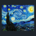 Die Sternennacht - Van Gogh Poster<br><div class="desc">Die Starry Night ist ein Ölgemälde auf Leinwand des niederländischen postimpressionistischen Malers Vincent van Gogh. Es wurde im Juni 1889 erbaut und zeigt den Ausblick aus dem nach Osten gerichteten Fenster seines Asylzimmers in Saint-Rémy-de-Provence, kurz vor dem Sonnenaufgang, mit einem imaginären Dorf</div>