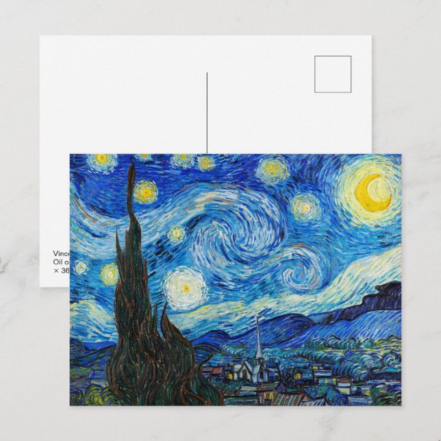 Die Sternennacht | Van Gogh | Postkarte (Vorne/Hinten)