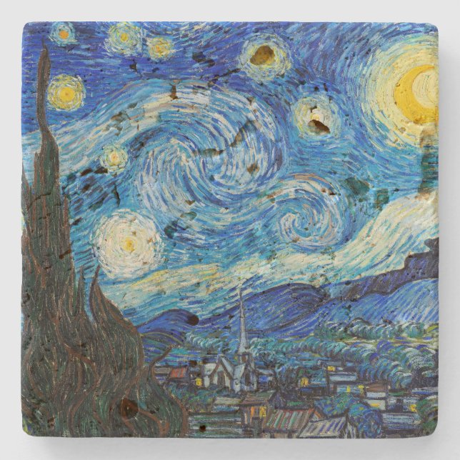 Die Sternennacht | Van Gogh | Steinuntersetzer (Vorderseite)