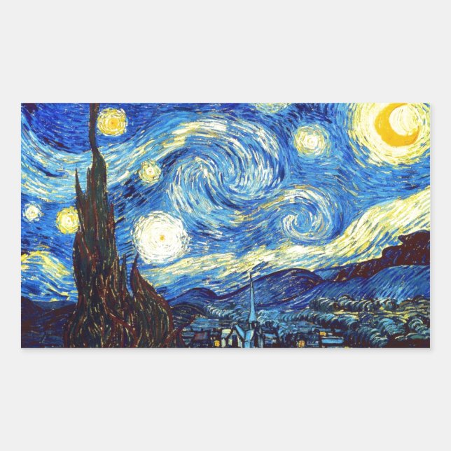 Die Sternennacht von Vincent van Gogh 1889 Rechteckiger Aufkleber (Vorderseite)