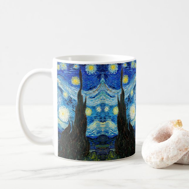 Die Sternennacht von Vincent Van Gogh Kaffeetasse (Mit Donut)