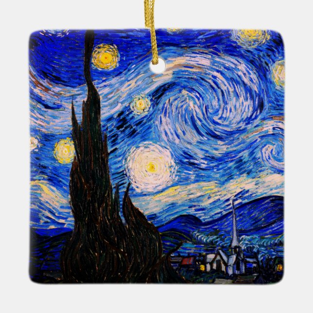 Die Sternennacht von Vincent Van Gogh Keramikornament (Vorderseite)