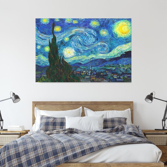 Die Sternennacht von Vincent van Gogh Leinwanddruck (Insitu (Schlafzimmer))