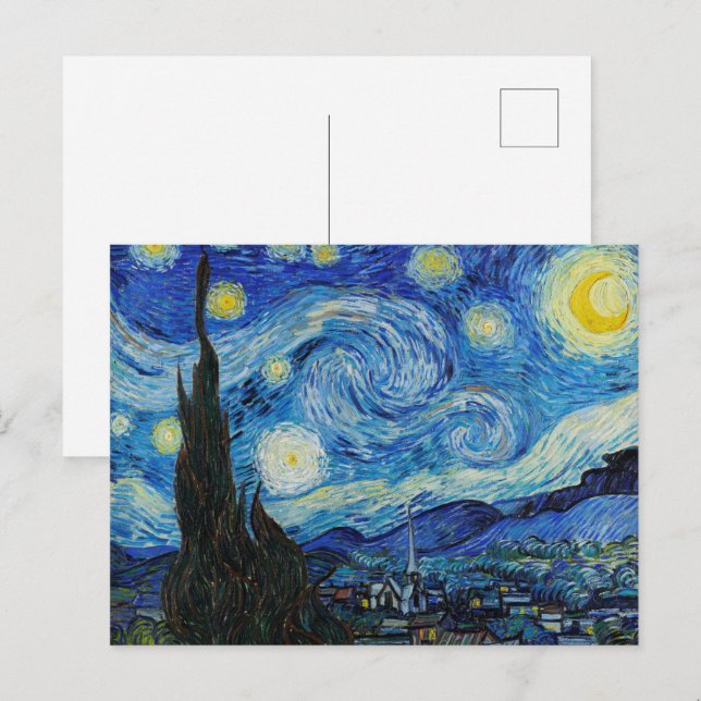 Die Sternennacht von Vincent Van Gogh Postkarte (Vorne/Hinten)