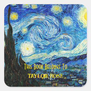 Die Sternennacht von Vincent Van Gogh Quadratischer Aufkleber
