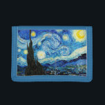 Die Sternennacht von Vincent Van Gogh Trifold Geldbörse<br><div class="desc">Das Gemälde wird von einem Sternenhimmel beherrscht. Es nimmt drei Viertel des Flugzeug ein und erscheint turbulent, sogar aufgeregt, mit stark wirbelnden Mustern, die wie Wellen über die Oberfläche rollen. Es ist von hellen Orben umgeben - darunter der Halbmond ganz rechts und die Venus, der Morgenstern, links von Mitte -...</div>