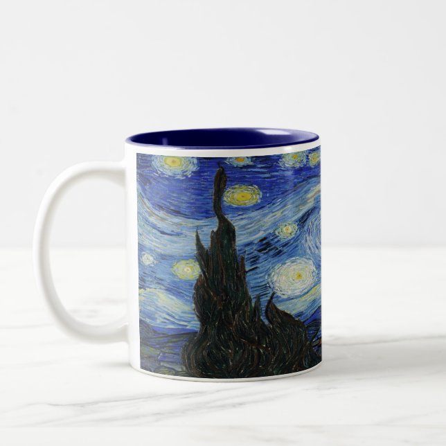 Die Sternennacht von Vincent Van Gogh Zweifarbige Tasse (Links)