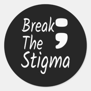 Die Stigma Semicolon Suizidprävention durch Krieg  Runder Aufkleber