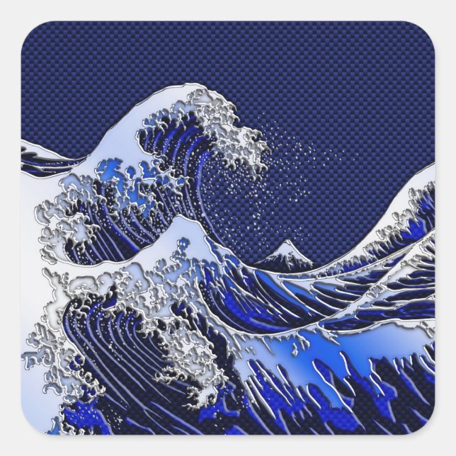 Die Stile der Chromfaser der Great Hokusai Wave Quadratischer Aufkleber (Vorderseite)