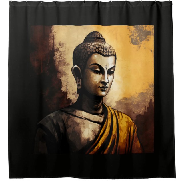 Die Stille der Zen-Buddha-Aquarellmeditation Duschvorhang (Vorderseite)