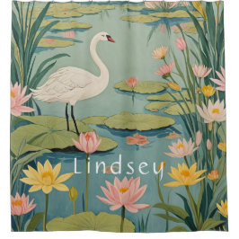 Die Stille: Lily Pond Swan Duschvorhang