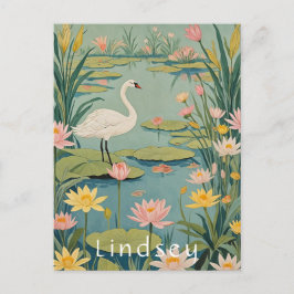 Die Stille: Lily Pond Swan Postkarte