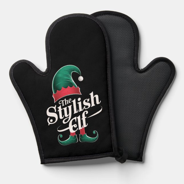 Die stilvolle Elf-Gruppe passt zu Weihnachten der  Ofenhandschuh (Vorderseite/Rückseite)