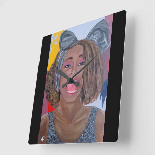 Die Stimme Gemälde von Alfred Fox Quadratische Wanduhr