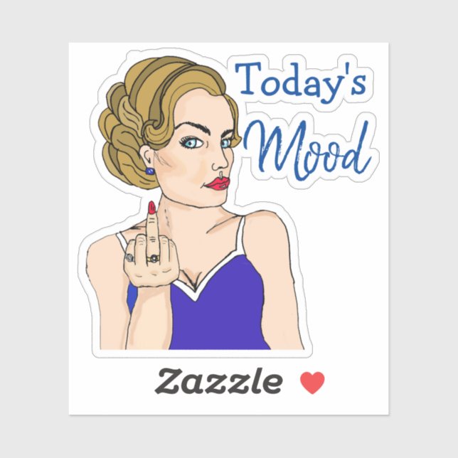 Die Stimmung von heute, Retro Lady Drehe den Vogel Aufkleber (Blatt)