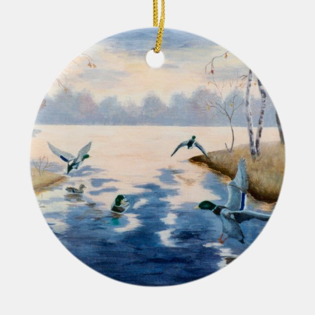 Die Stockenten-Verzierung des Herbstes Keramik Ornament (Vorne)