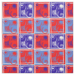 Die Stoffe Rot, Weiß und Blau des Designers nach S