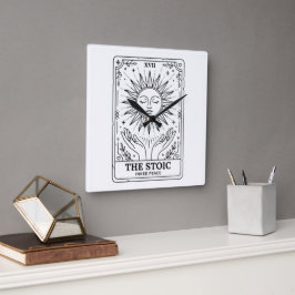 Die stoische Tarotkarte Quadratische Wanduhr