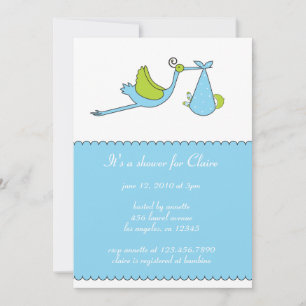 Die Stork Boy Baby Shower Einladungskarte