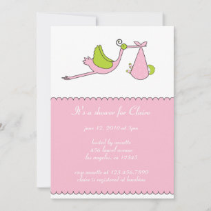 Die Stork Girl Baby Shower Einladungskarte