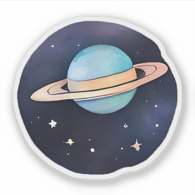 Die Strahlung des Saturns in Wasserfarbe Aufkleber (Vorderseite)