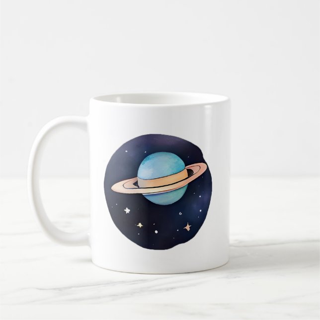 Die Strahlung des Saturns in Wasserfarbe Kaffeetasse (Links)
