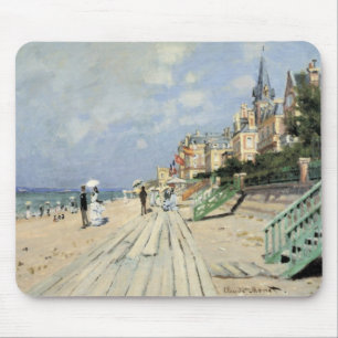 Die Strandpromenade in Trouville von Claude Monet Mousepad