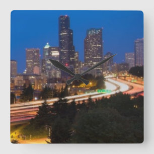 Die Straße nach Seattle Quadratische Wanduhr
