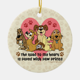 Die Straße zu meinen Herz-Hundetatzen-Drucken Keramik Ornament