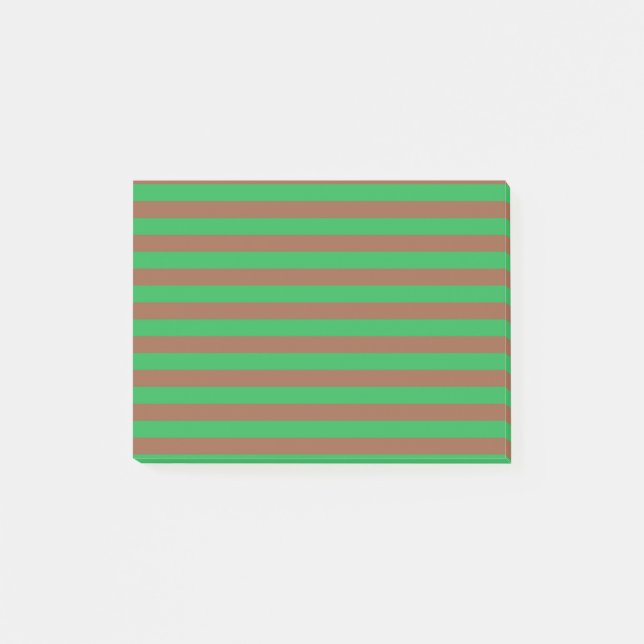 Die Streifen sind grün und braun Post-it Klebezettel (Vorderseite)
