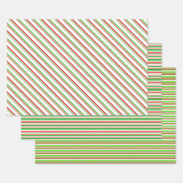 Die Streifen sind grün, weiß, rot gefärbt Geschenkpapier Set