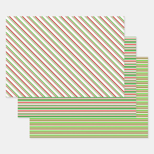 Die Streifen sind grün, weiß, rot gefärbt Geschenkpapier Set (Set)