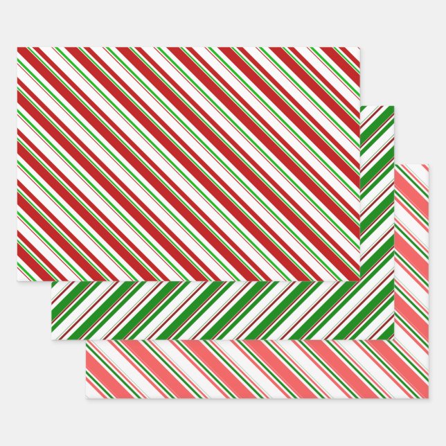Die Streifen sind grün, weiß, rot gefärbt Geschenkpapier Set (Set)