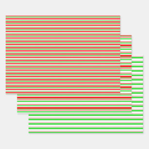 Die Streifen sind grün, weiß, rot gefärbt Geschenkpapier Set