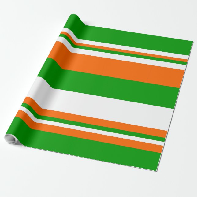 Die Streifen sind grün, weiß und orange Geschenkpapier (Ungerollt)