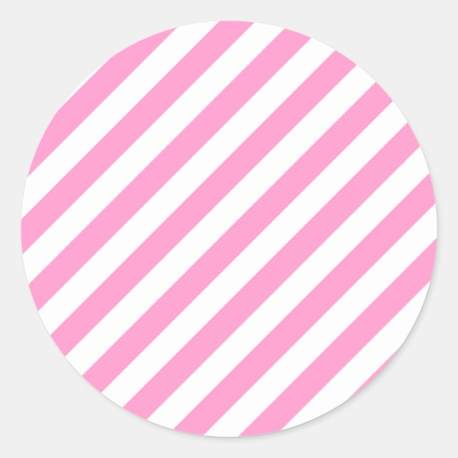Die Streifen sind rosa und weiß. Runder Aufkleber (Vorderseite)