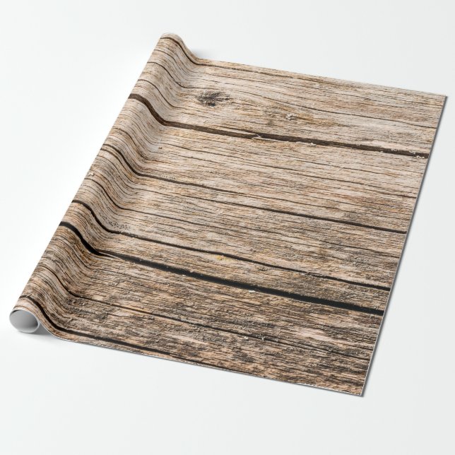 Die Struktur eines alten Holzbügels ohne Rinde mit Geschenkpapier (Ungerollt)